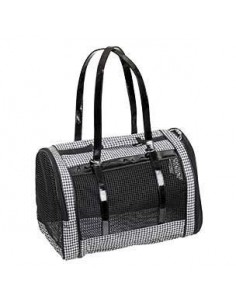 Bolso para transporte de perros en nylon blanco y negro
