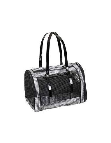 Bolso para transporte de perros en nylon blanco y negro