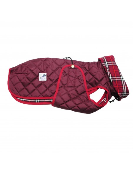abrigo impermeable acolchado galgo color granate