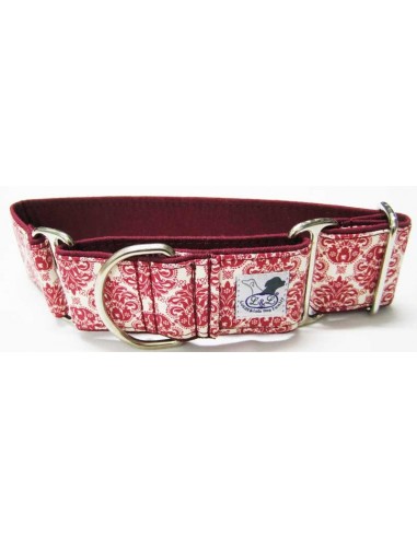 Collar para galgo en tela loneta muy resistente estampado rojo