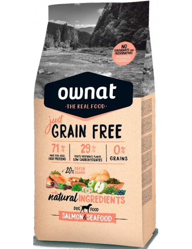 Pienso para perros adultos OWNAT Just Grain Free salmón