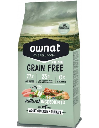 Pienso para perros adultos OWNAT Prime Grain Free pollo