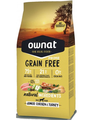 Pienso para perros cachorros OWNAT Prime Grain Free Junior pollo