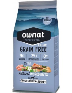 Pienso para perros senior OWNAT Prime Grain Free Senior pollo