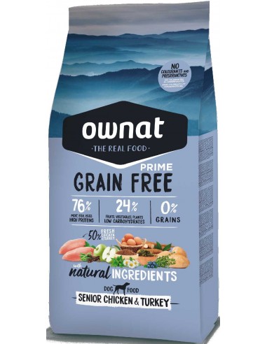 Pienso para perros senior OWNAT Prime Grain Free Senior pollo