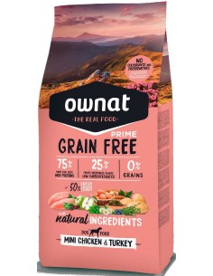 Pienso para perros mini OWNAT Prime Grain Free Mini pollo