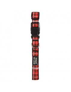 Collar para perro de nylon escocés rojo