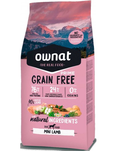 Pienso para perros mini OWNAT Prime Grain Free Mini CORDERO
