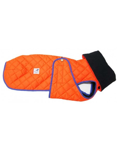 Abrigo impermeable acolchado para galgo alta visibilidad naranja Abrigo impermeable acolchado para galgo alta visibilidad naranja