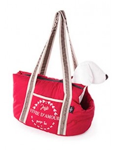 Bolso transporte de perro en loneta roja