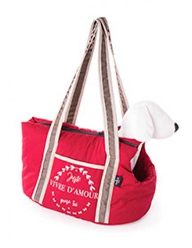 Bolso transporte de perro en loneta roja