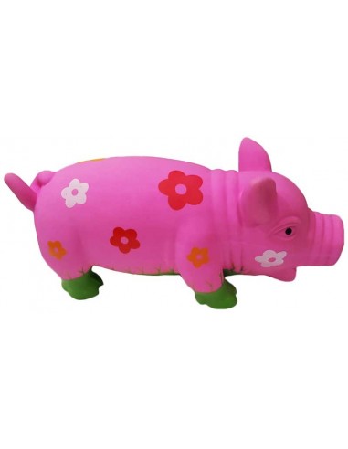 Juguete para perro cerdito de latex con flores