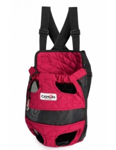 Mochila fontal para transporte de perros lona color roja
