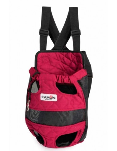 Mochila fontal para transporte de perros lona color roja
