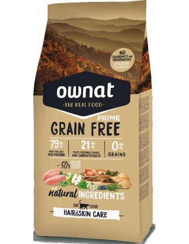 Pienso para gatos OWNAT Grain Free Hair y Skin