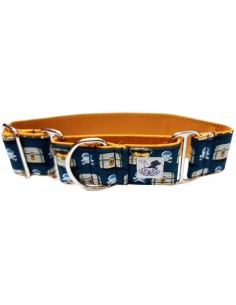 Collar para piccolo en tela loneta muy resistente verde con motivos piratas