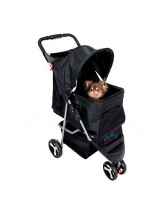 Cochecito para transporte de perros en aluminio y nylon negro