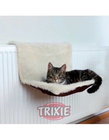 Cama para gato de radiador, en peluche y ante