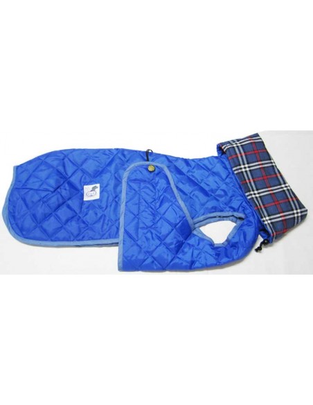 abrigo impermeable acolchado galgo color turquesa
