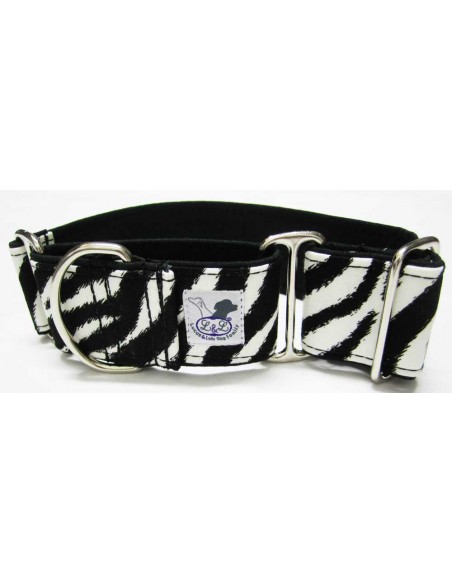 Collar galgo en tela loneta cebra
