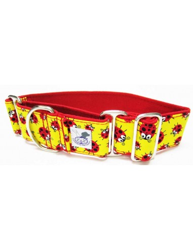 Collar galgo en tela loneta amarilla con mariquitas
