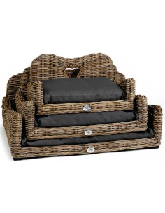 Sillón para perro de mimbre natural