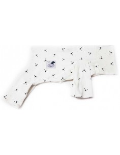 Pijama para piccolo de felpa beige con motivos de osos con puntos azul