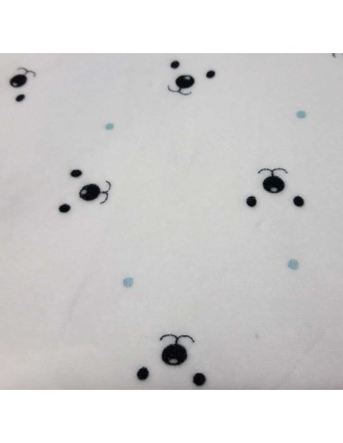 Pijama para piccolo de felpa beige con motivos de osos con puntos azul