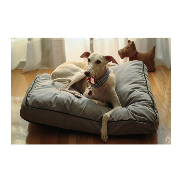 Cama especial para galgo en loneta gris