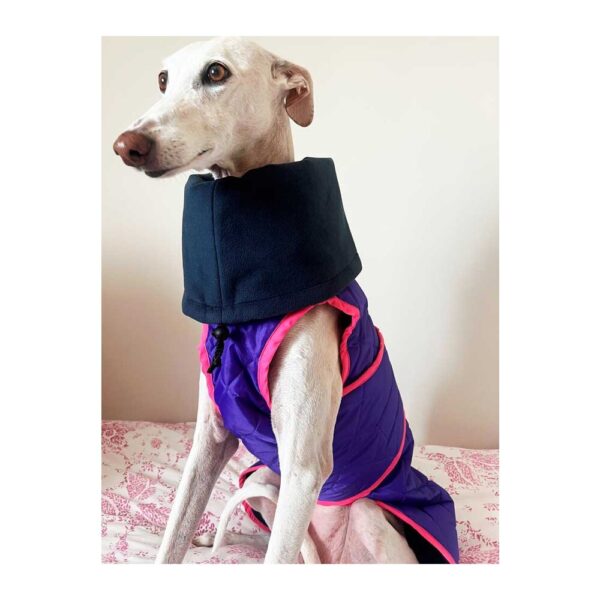 Abrigo impermeable acolchado para galgo morado con forro polar técnico