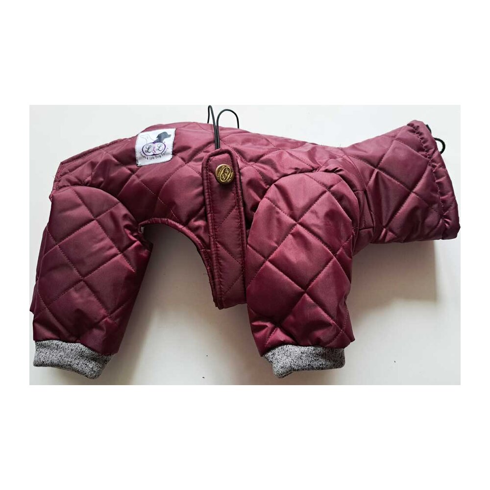 abrigo-granate-4-patas-piccolo Abrigo Impermeable Acolchado para Piccolo con patas granate - Imagen 1