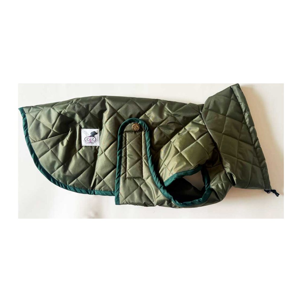 abrigo-perro-verde Abrigo acolchado para perros con forro técnico color verde - Imagen 1