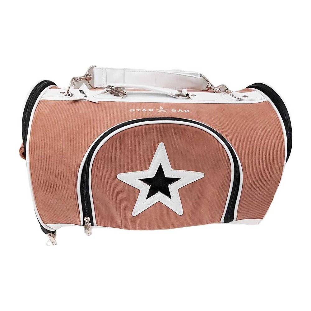 Bolso para transporte de perros en pana marrón con estrella