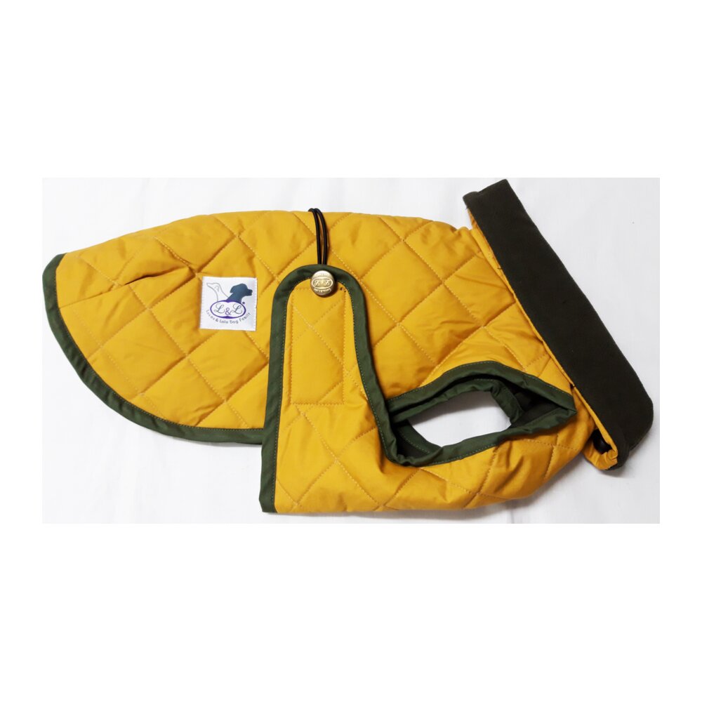 Abrigo acolchado para perros con forro técnico color Mostaza