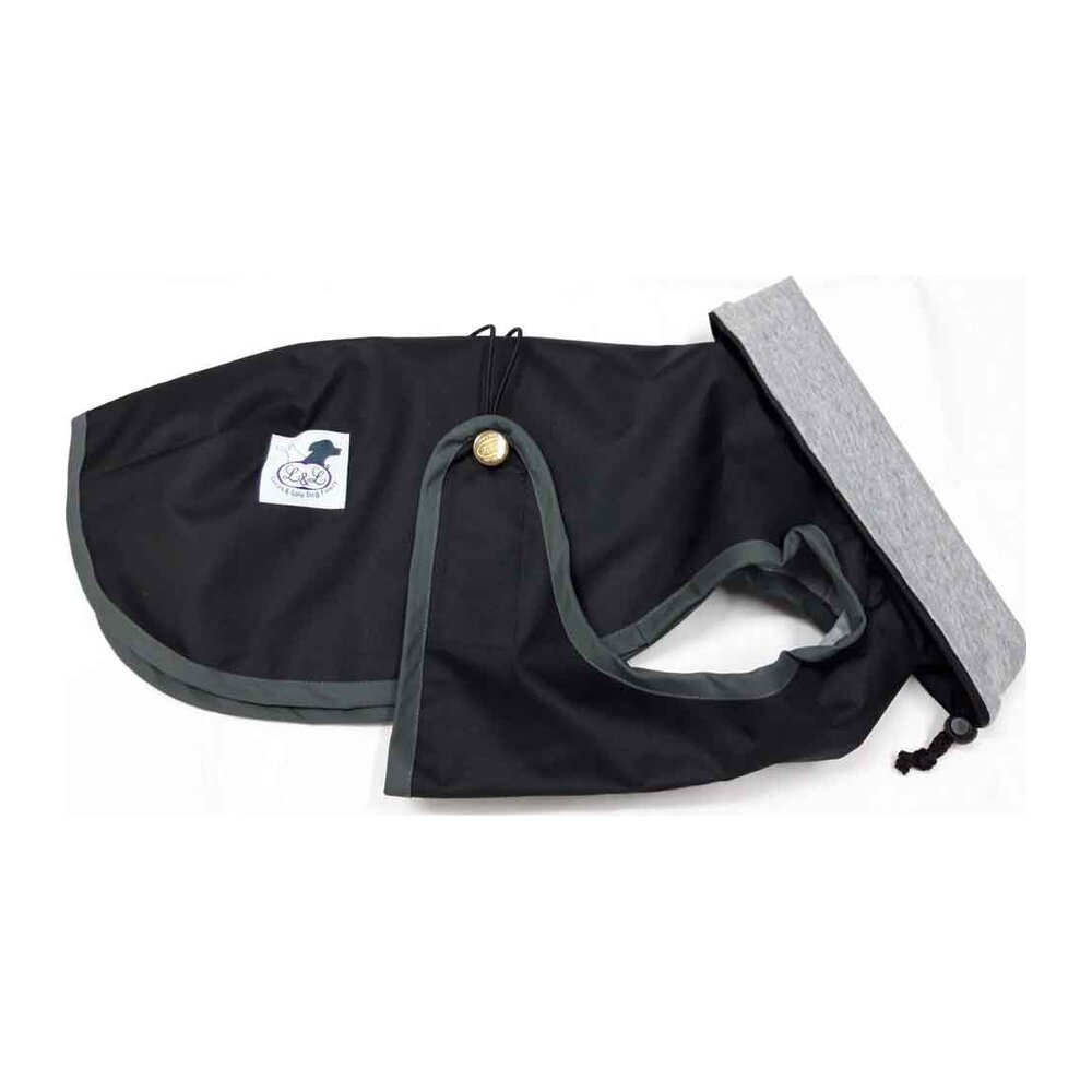 Impermeable negro con forro de algodón para perro