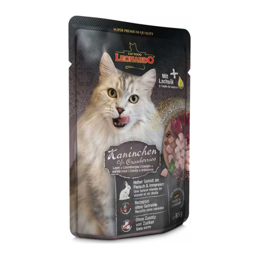 Pouches para gato Leonardo de conejo y arándanos