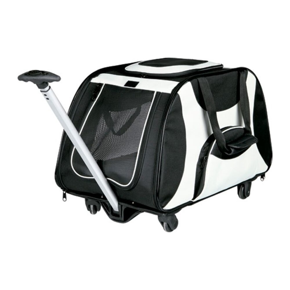 Trolley para transporte de perros en nylon alta resistencia negro y gris