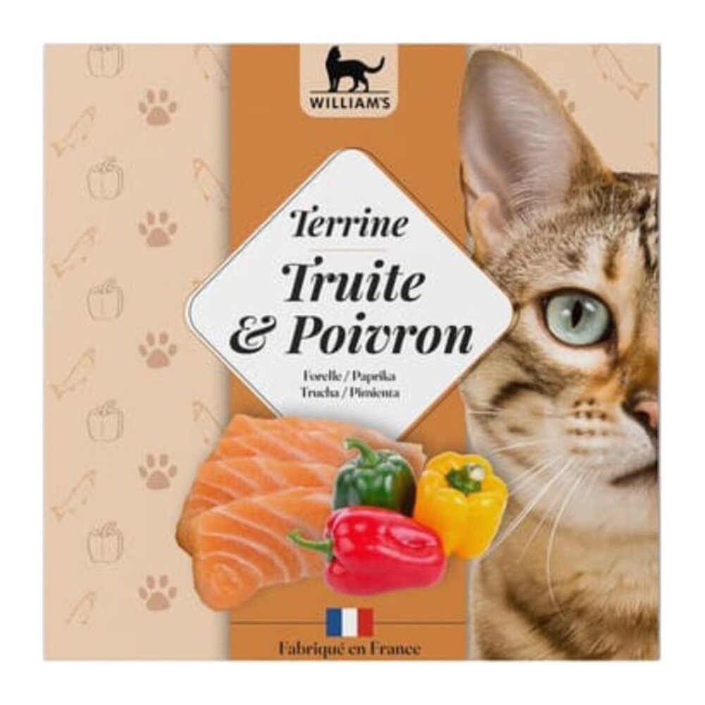 Tarrina de trucha y pimiento para gato de William's