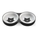 Comedero cerámico doble decorado para gato de Bubimex