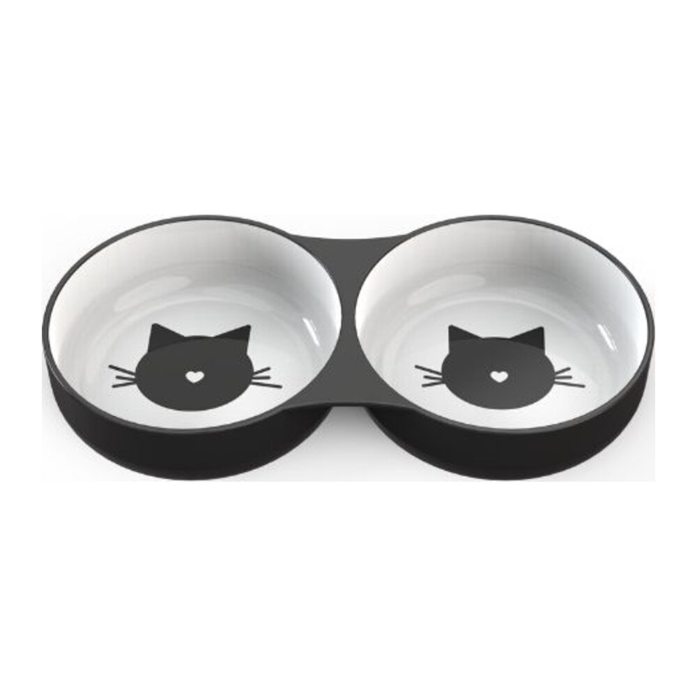 Image 21886 Comedero cerámico doble decorado para gato de Bubimex - Imagen 1