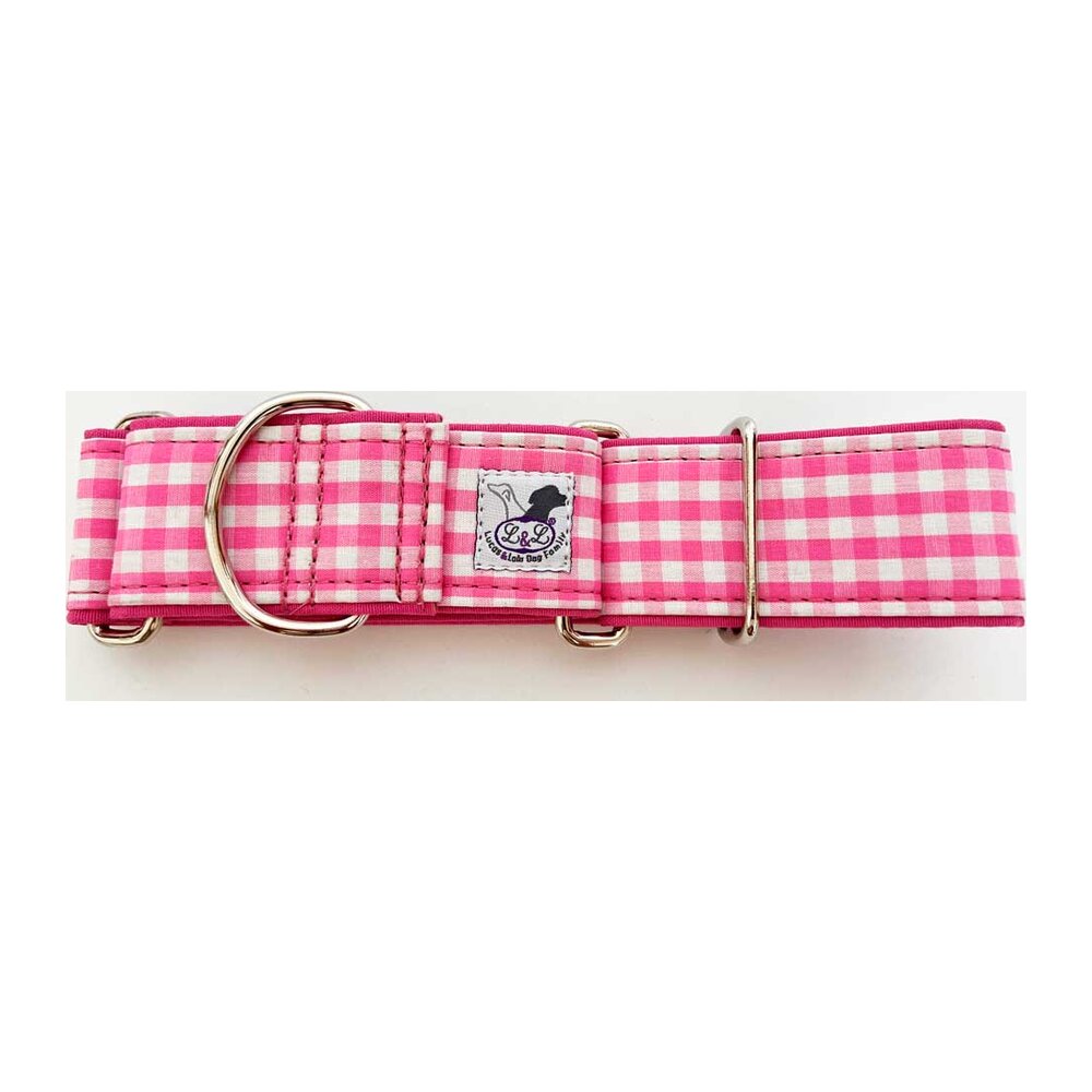 Image 21905 Collar para piccolo en tela loneta cuadros rosa - Imagen 1