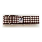 Collar whippet en tela loneta color cuadros marrones