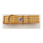Collar galgo en tela loneta modelo cuadros mostaza