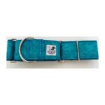 Collar galgo en tela loneta modelo verde turquesa