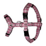 Arnés de algodón para perro modelo cuadros rosa