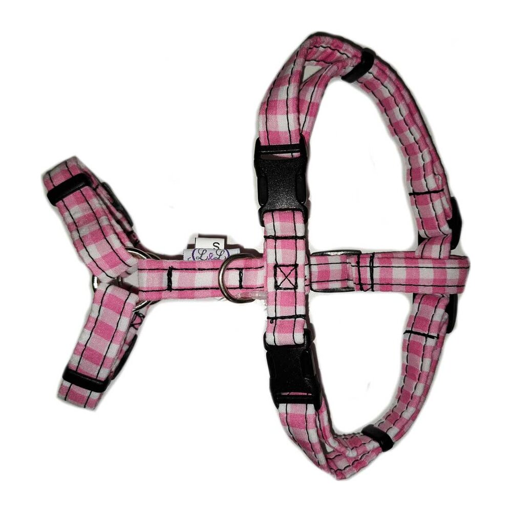 Image 22062 Arnés de algodón para perro modelo cuadros rosa - Imagen 1